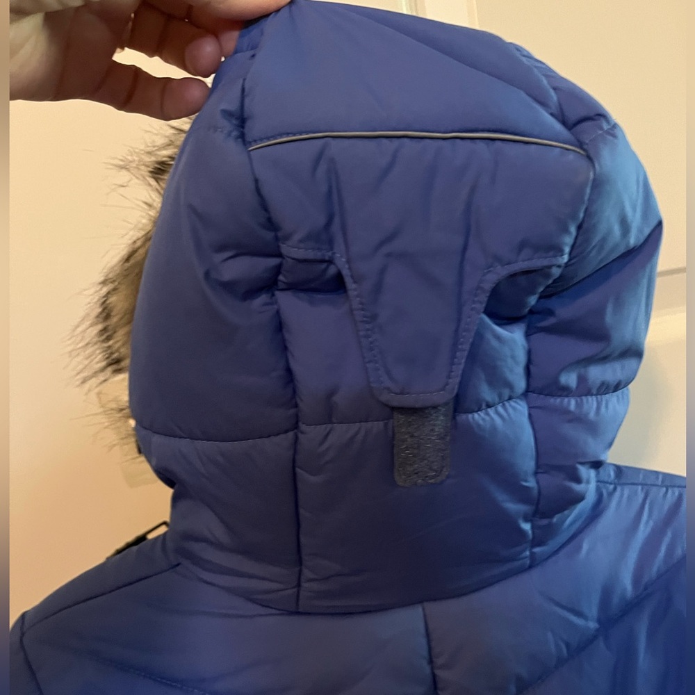 Girls Columbia Blue Fitted Puffer with Faux Fur Hood sz Med - Picture 4 of 12